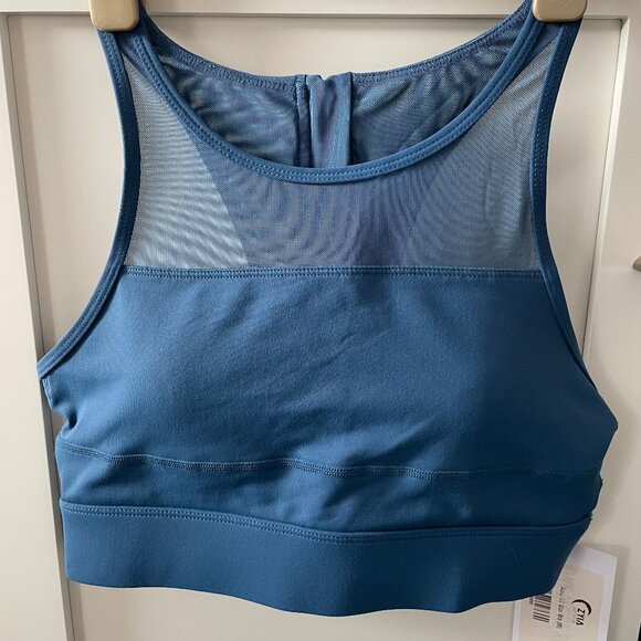 Zyia Active All Star Racer Back Nylon Sports Bra 'One More Rep' Blue Sz M NWT - Picture 1 of 12